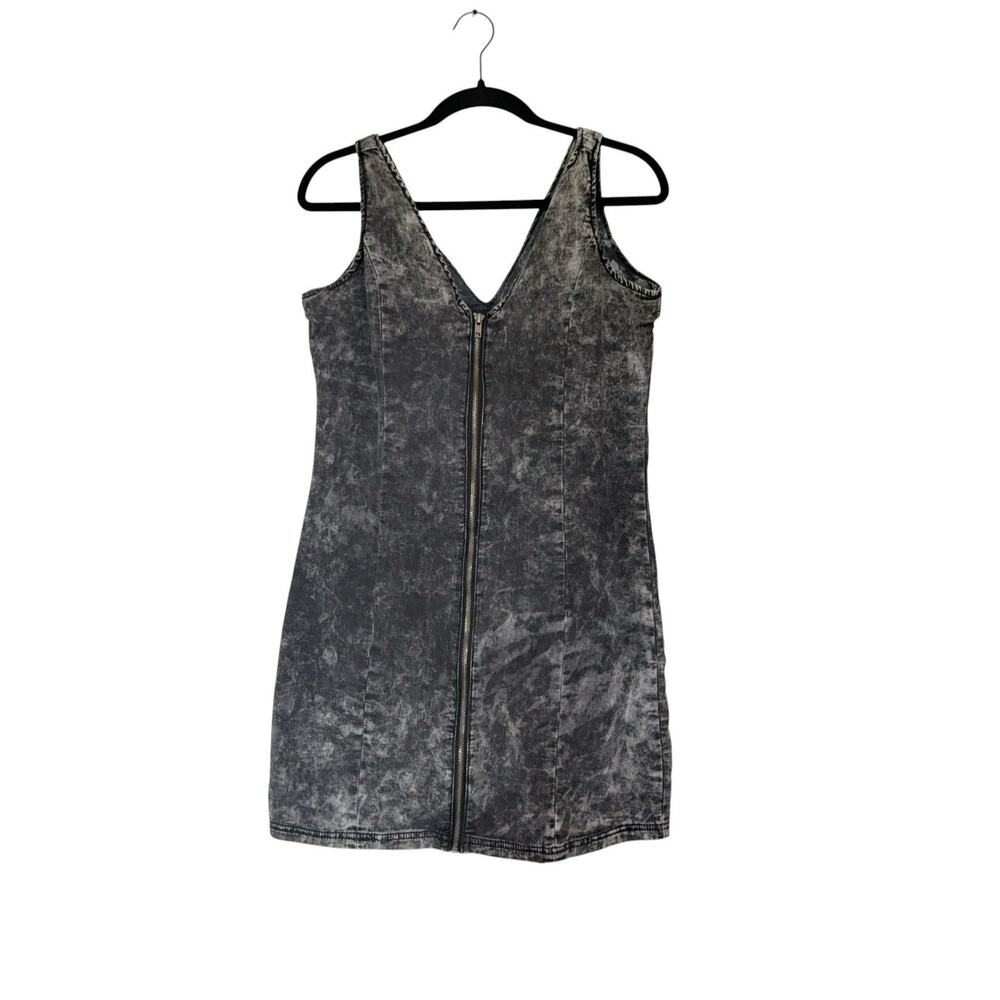 Vintage 90s Y2K Bongo Acid Wash Full Zip Sleeveless Alt Denim Dress Size XL